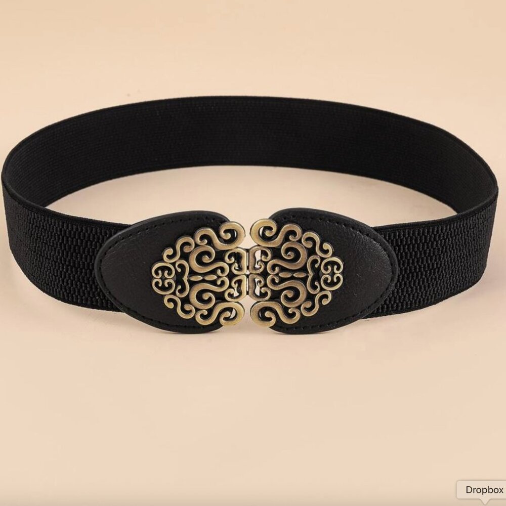 Textured Metal Belt Gold/Black